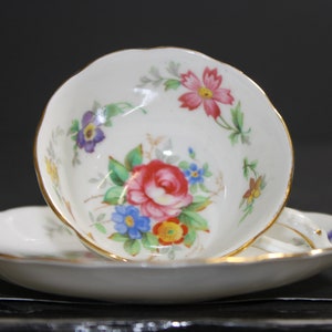 Tuscan Demitasse Teacup & Sauce Set : Tea party teacup, Bouquet Pattern, pretty Floral design teacup, ornate teacup, SUPERB FREE SHIPPING