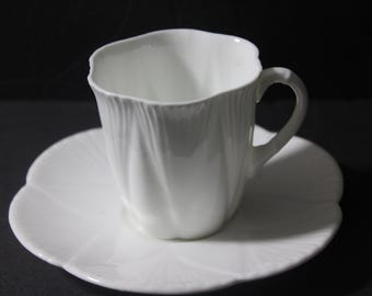 Antique White Demitasse Teacup and Saucer: Foley Wileman Pre Shelley