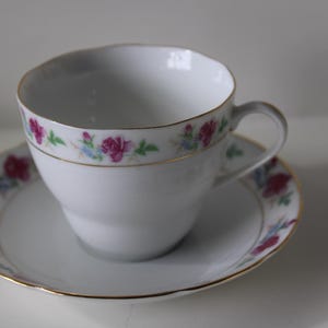 Chinese, Porcelain Teacup & Saucer, Delicate Floral Pattern Vintage teacup, Pretty Teacup