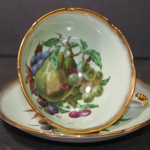 Royal Grafton China Teacup & Saucer Set - Vintage  Fruit Teacup.  Tea Party Teacup, Superb Condition