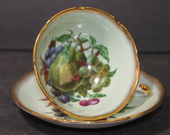 Royal Grafton Vintage Teacup and Saucer Set: Fruit Design
