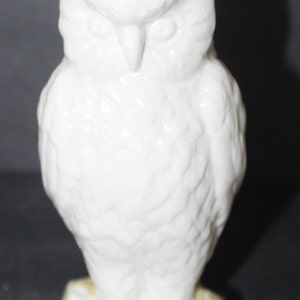 IRISH BELLEEK Vintage Porcelain Figural Owl Vase  Green 8  1/4&quot; tall 1965 Mark