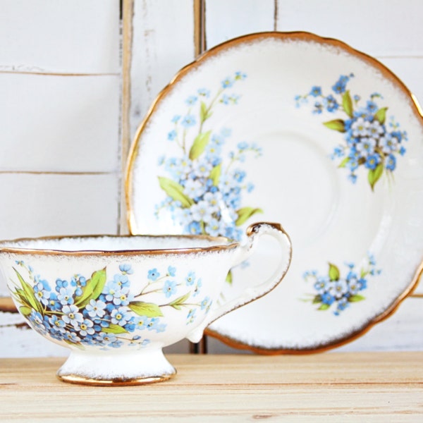 Vintage Royal Standard "Forget Me Not" Teacup: English Teacup, Tea Party Teacup, Vintage Teacup, Pretty Teacup, Blue Flower Teacup