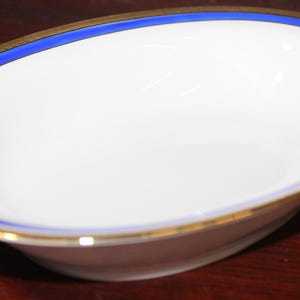 Richard Ginori &quot;Palermo Blue&quot; 10&quot; Oval Vegetable Bowl | Palermo Blue Italy, Pattern is Impero, 1/4&quot; Blue Band, Gold Encrusted