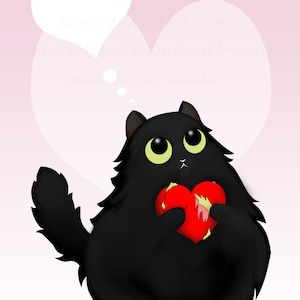 Sad Cat Heart Print