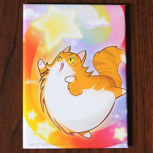 Happy Cat chasing Star Magnet