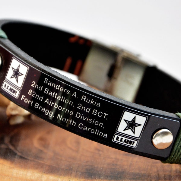 Leather Military Memorial Bracelet - Etsy