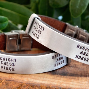 Custom Deep Engraved Men Message Bracelet Gift Personalized Leather Christmas gift for boyfriend, Metal name bracelet for him, real leather