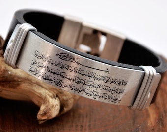 Actual Hand Writing Arabic Text Men's Bracelet New Year Gift Customize Men Leather Valentine's Day Gift Prayer Text Anniversary Islamic Gift