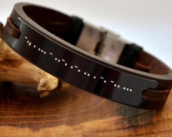 Braccialetto in pelle con codice Morse personalizzato, regalo per lui