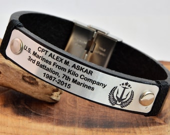 Pulsera KIA, pulsera de soldado conmemorativo personalizado, recuerdo de héroes caídos, fin de guardia, regalo patriótico, hasta Valhalla, ARMY NAVY
