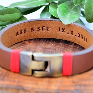 Father's Day Gift Custom Men's Leather Bracelet Personalized Hidden Message Id Bracelet For Him Engraved Bracelet For Husband Unique gift