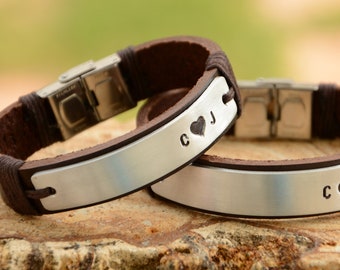 Fathers Day Gift For Him Men&#39;s Bracelet Leather Personalized Custom Leather Husband Boyfriend Hidden Message Engraved for dad unique gift