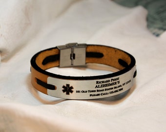 Alzheimer Medical Bracelet Type 1 Diabetic, insulin Dependent Blood Type Emergency Health Personalized Patient Bracelet Diseased Unisex Gift