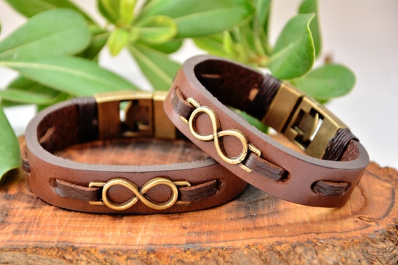 Bracciale In Pelle Uomo Con Simbolo Infinito – Regalo Romantico Per Marito, Compleanno O San Valentino