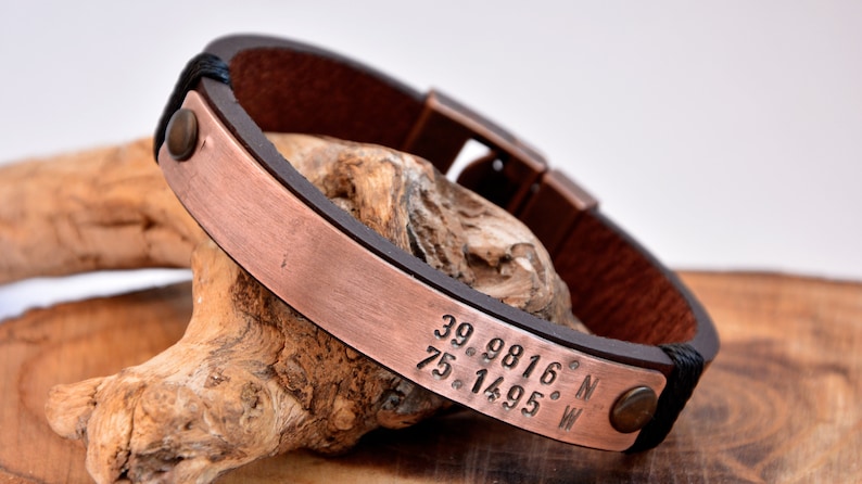 Coordinate Bracelet Men/'s Customized Copper Bracelet Personalized Men/'s Bracelet Anniversary Men Custom Men Bracelet For Him Coordinate Gift
