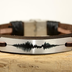 Record Your Own Voice, Sound Wave Leather Bracelet for Best Friend, Anniversary Gift Custom Bracelet for Boyfriend, Your Favorite Soundtrack