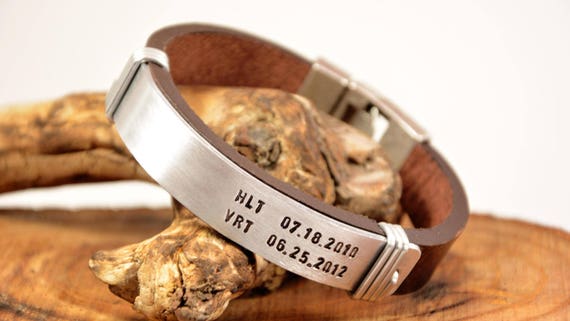 Men's Leather Bracelet, Leather Men's Personalized Bracelet, Personalized Gift For Mens Bracelet, Father's Bracelet, Gift for Grooms