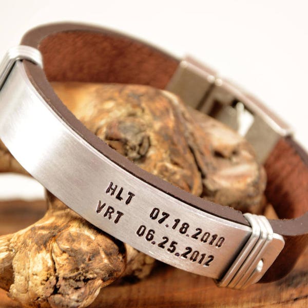 Herren Lederarmband, HerrenArmband, Personalisiertes Geschenk für Männer Armband, Vater Armband, Geschenk für Bräutigam