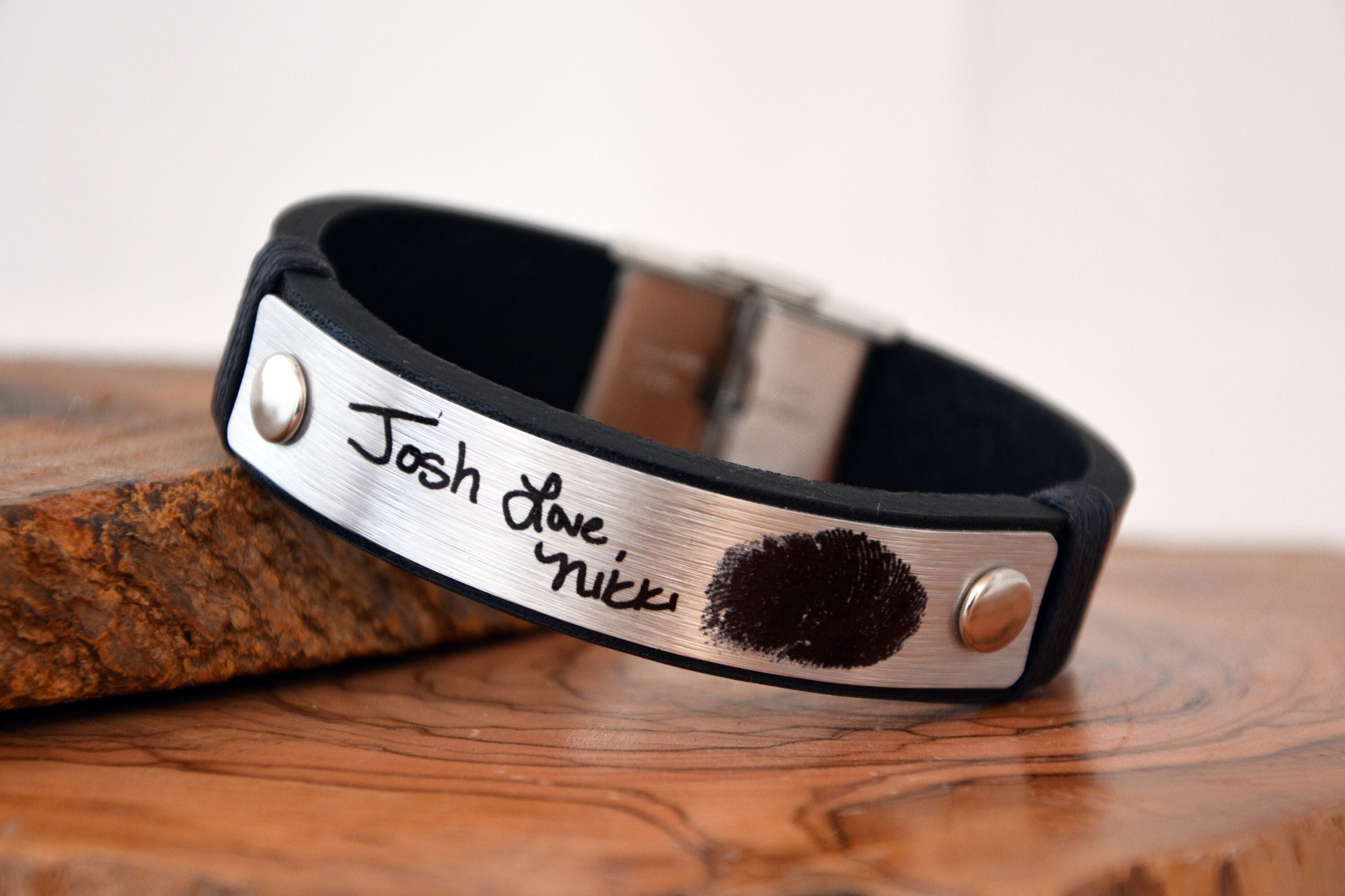 Baby Footprint Mothers day gift Personalized Fingerprint Leather Baby Bracelet Kids memory dates custom unique piece for children parent