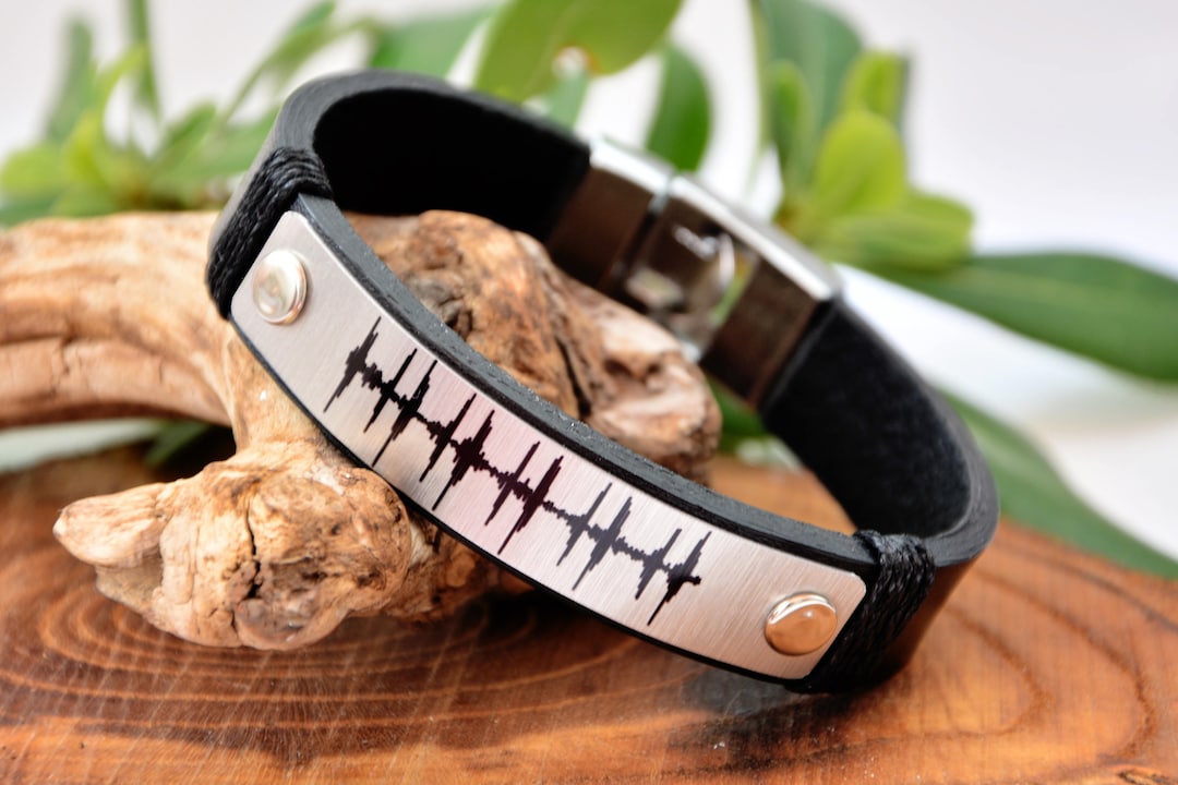 Sound Wave Heartbeat Bracelet for Men, Anniversary Gift Ideas, Men's