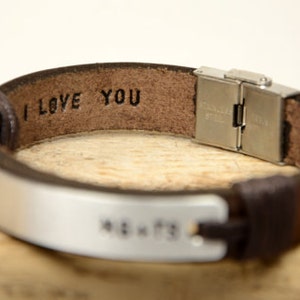 Christmas Gift Men Leather Bracelet Personalized Gift Silver Bracelet Daddy Bracelet Leather Men For Men Gift Hidden Message Bracelet
