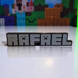 Minecraft Name Sign. Custom 3D Name Plate for Kids Room, Gamer Tag ...
