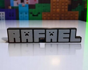 Minecraft Name Sign. Custom 3D Name Plate for Kids Room, Gamer Tag Decor, Personalized Bedroom Wall Sign, Minecraft-Inspired Gift.