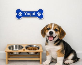 Custom Dog Bone Name Tag,  3D Printed Personalized Pet Sign, Dog Kennel Tag, Pet Dog Bone Sign, Dog Station Food Sign, Gifts for Dog.