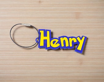Bottle name tag, Personalized 3D Pokémon-Inspired Name Tag Keychain, perfect for Backpacks, Lunch Boxes, ID Tag, Bag, and Luggage Tags