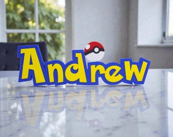 Personalized Pokemon Name Sign Inspiration - 3D Printed -Custom Name Tag Great for Kids' Rooms, Game Room. High Quality.