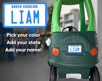Personalized Mini License Plate, 2.2x3.7 inch - perfect fit for Cozy Coupe, Kids Plate, Personalized Car Toy Name Stroller