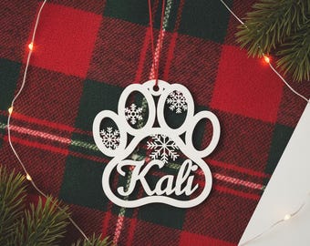 Personalized Pet Paw Ornament, 3D-printed Dog Paw Ornament | Custom Cat Christmas Ornament | Pet Memorial Ornament | Gift Tag for Dog Mom