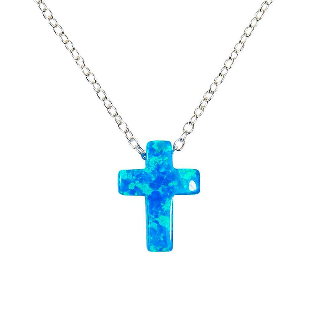 Opal Cross Pendant Necklace 925 Sterling Silver. Tiny Cross Necklace. Cross  Charm Necklace. White Cross Necklace. Blue Cross Necklace -  Sweden