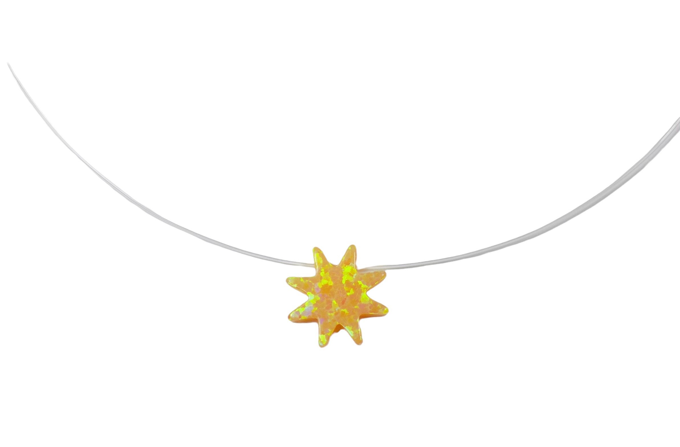 Opal Sun Floating Illusion Necklace. Lab-created Opal Sun Clear