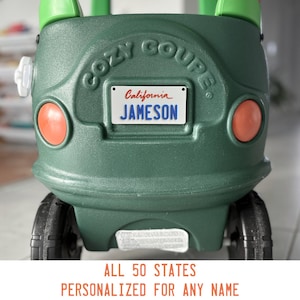 Personalized State Mini License Plate 4x2 inch, Personalized Kids Plate Car Toy Name Wagon Stroller Tag Bike Accessory 3D printed