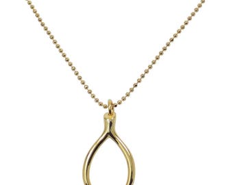 Gold Plated Wishbone Necklace ,Wishbone Sterling Silver Good Luck Pendant Necklace, Dainty Bone Necklace, Lucky Amulet Jewelry
