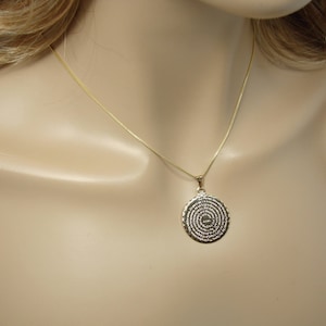 Our Father Prayer Necklace Christian Lord's Prayer Engraved Gold Layered Medallion 925 Sterling Silver Box Chain Necklace. Our Father Prayer Disc Necklace.  Martinuzzi Accessories.