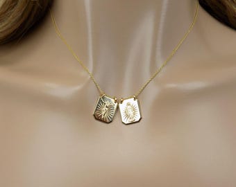 Scapular Christian Necklace, Virgin Mary Sacred Heart of Jesus Necklace
