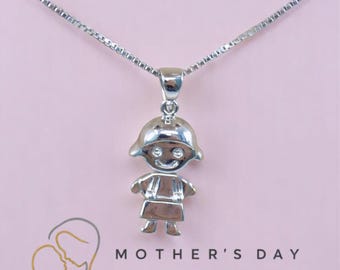 Boy Girl Kids Pendant Necklace, Mother's Day gift 925 Sterling Silver Pendant Necklace Baby Kids Necklace.