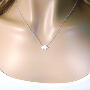 Elephant Necklace. Lab Created Opal Elephant Shape 925 Sterling Silver Chain Link Necklace. Martinuzzi Accessories.