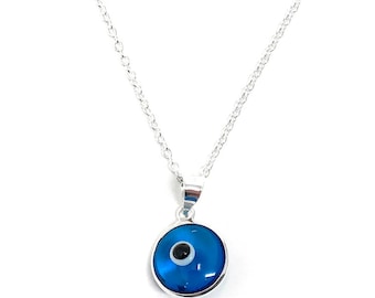 Evil Eye Necklace, Evil eye 925 sterling silver necklace, Turkish Eye 925 Sterling Silver Link Chain