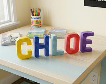 Personalized Large Brick Name Sign, Custom 3D Brick Letters Decor, Building Block Style Name Sign, Kids Room Decor Gift