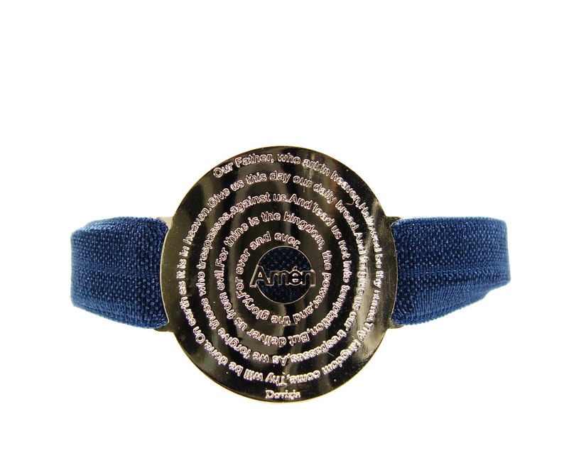 Our Father Bracelet – Gold Plated Lord’s Prayer Engraved Medal on ...