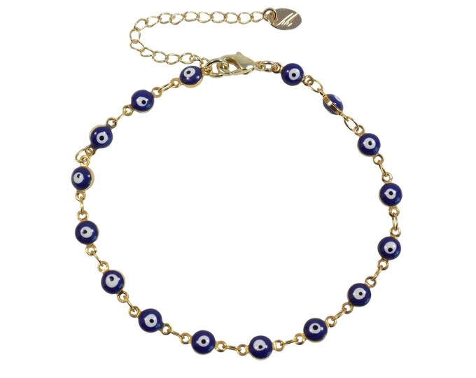 Blue Evil Eye Bracelet Turkish Eye Bracelet Gold Plated Etsy