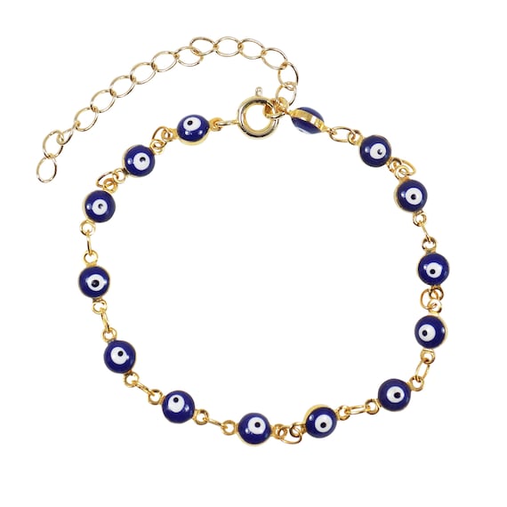 Blue Evil Eye Bracelet Turkish Eye Bracelet Gold Plated Chain