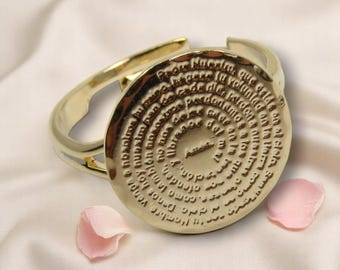 Our Father Prayer Ring, Lord's Prayer Rings, Christian Gift,  Religious Ring Adjustable.