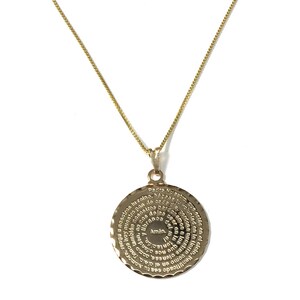 Our Father Prayer Necklace Christian Lord's Prayer Engraved Gold Layered Medallion 925 Sterling Silver Box Chain Necklace. Our Father Prayer Disc Necklace. Martinuzzi Accessories.