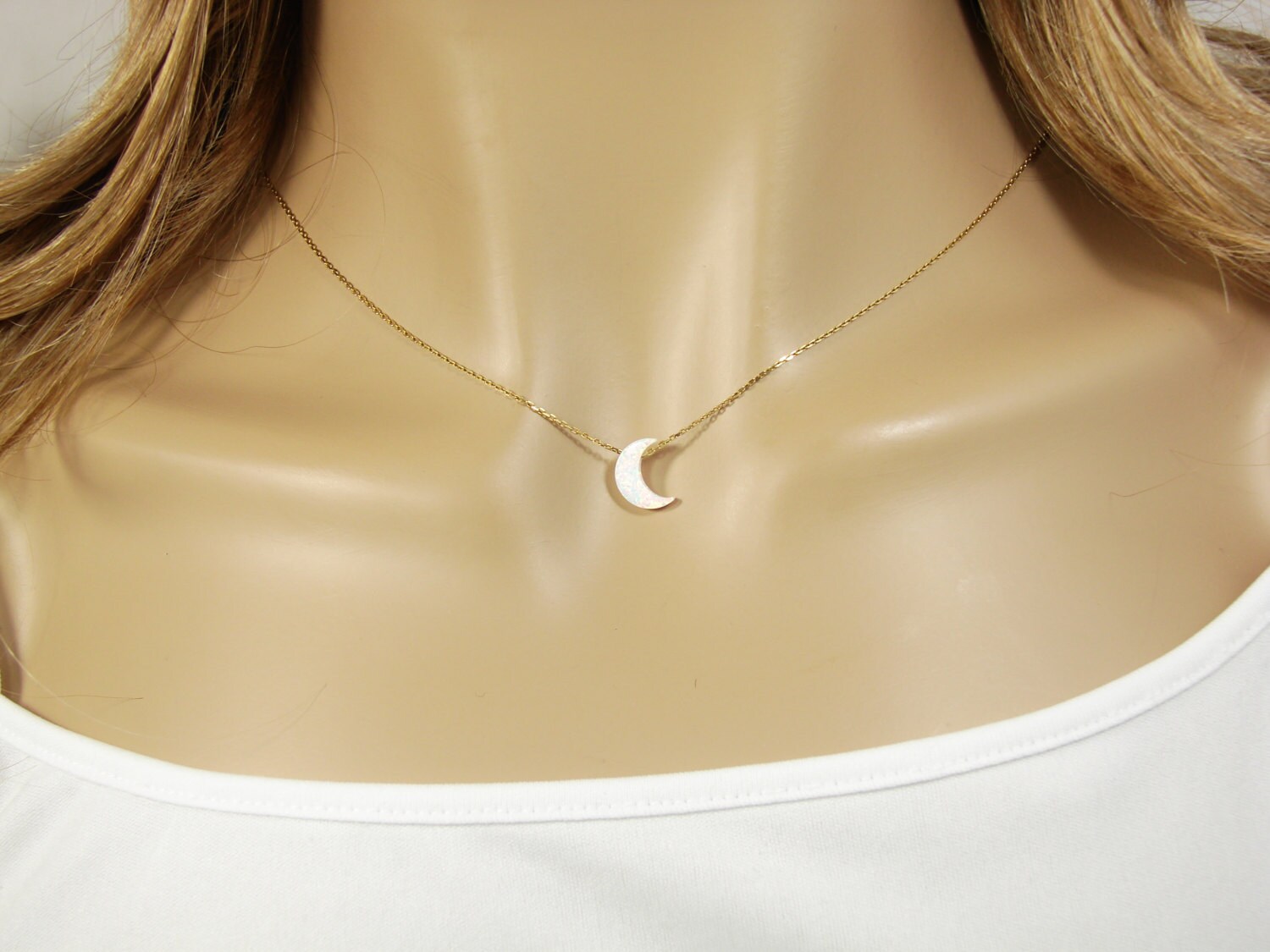 Half Moon Necklace/white Moon Necklace 