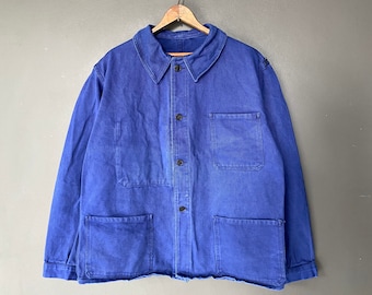 XS S M L XL 2XL 3XL 4XL Vintage French Work CHORE Jackets Royal//Cobalt Blue